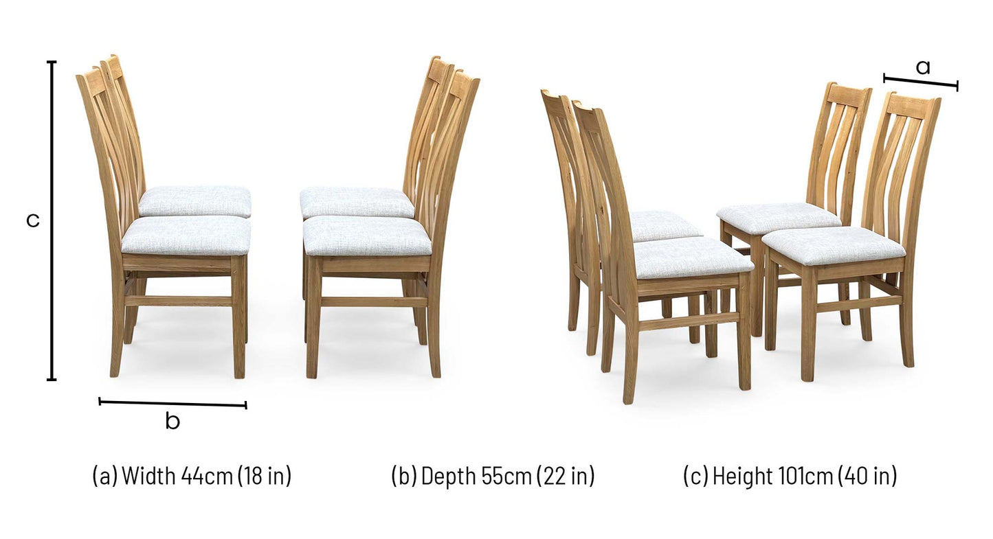 Furnitureland ‘Augusta’ Clay Light Grey Fabric Set of 4 Wooden Slatted Back Dining Chairs Furniture Village