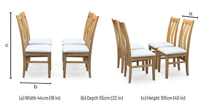 Furnitureland ‘Augusta’ Clay Light Grey Fabric Set of 4 Wooden Slatted Back Dining Chairs Furniture Village