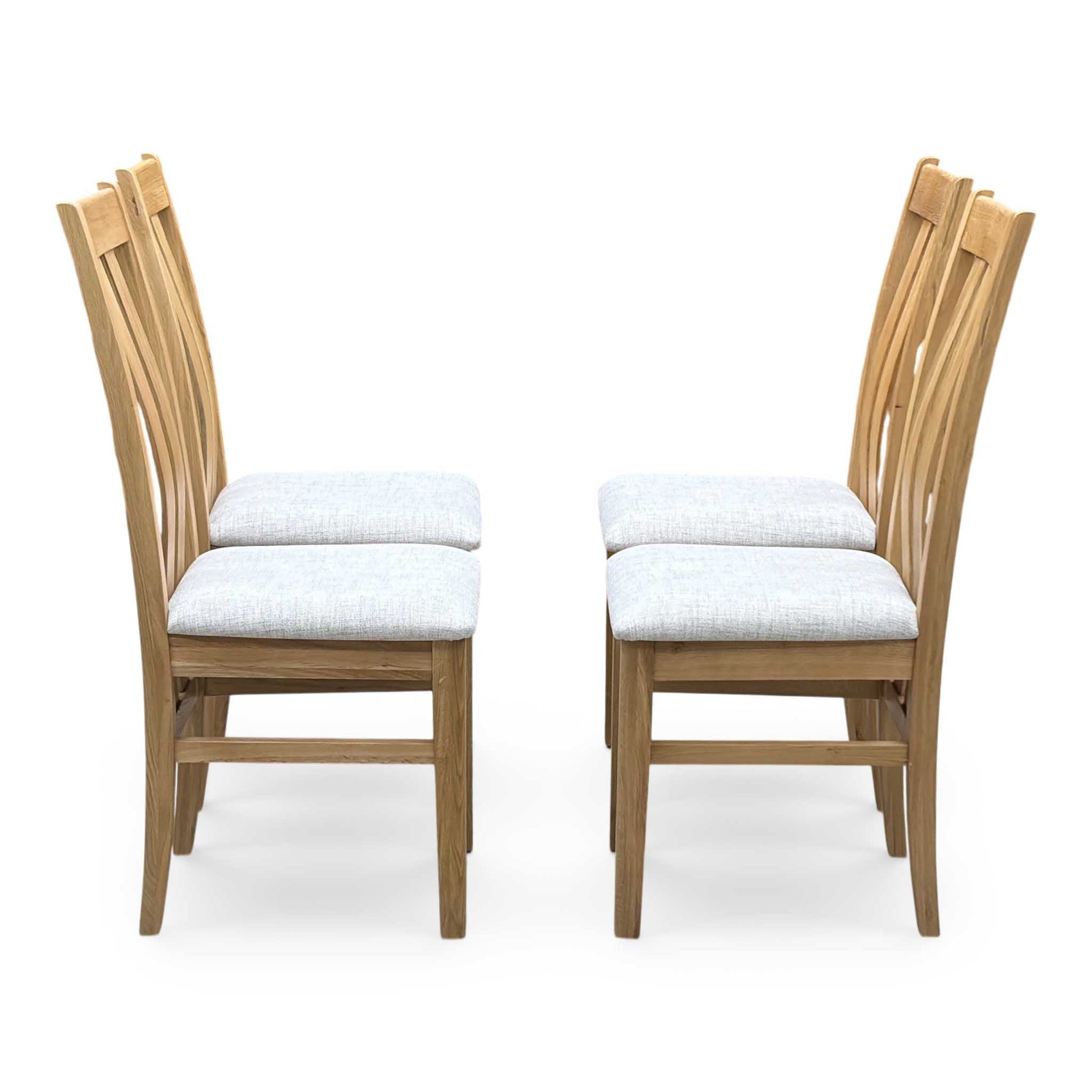 Furnitureland ‘Augusta’ Clay Light Grey Fabric Set of 4 Wooden Slatted Back Dining Chairs Furniture Village