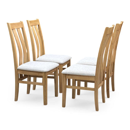 Furnitureland ‘Augusta’ Clay Light Grey Fabric Set of 4 Wooden Slatted Back Dining Chairs Furniture Village