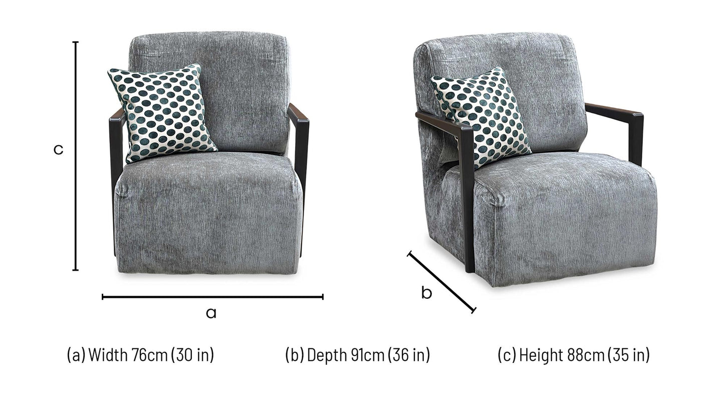 ‘Aphrodite’ California Stone Dw Grey Fabric Accent Swivel Chair Furniture Village