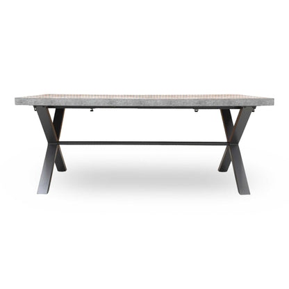 'Moon' Grey Concrete Effect Large 190cm Fixed Dining Table Furniture Village