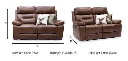 'Brandon’ Brown Full Leather 2 Seater Power Recliner Sofa Thornbrook (a Joseph James brand)