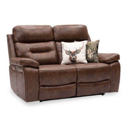 'Brandon’ Brown Full Leather 2 Seater Power Recliner Sofa Thornbrook (a Joseph James brand)