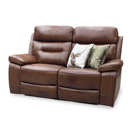 'Brandon’ Brown Full Leather 2 Seater Power Recliner Sofa Thornbrook (a Joseph James brand)