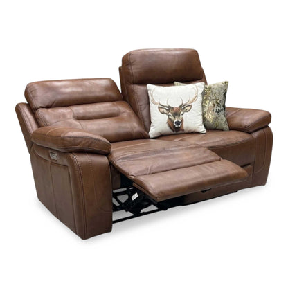 'Brandon’ Brown Full Leather 2 Seater Power Recliner Sofa Thornbrook (a Joseph James brand)