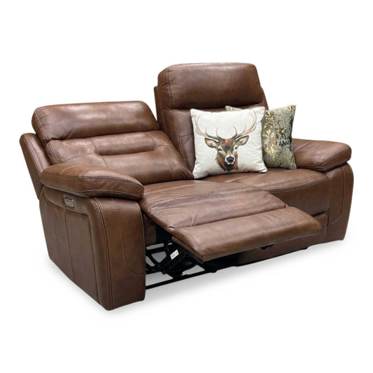'Brandon’ Brown Full Leather 2 Seater Power Recliner Sofa Thornbrook (a Joseph James brand)