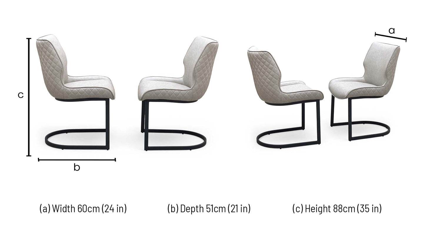 ‘Cupra’ Taupe Faux Leather Set of 2 Cantilever Dining Chairs Furniture Village