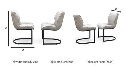 ‘Cupra’ Taupe Faux Leather Set of 2 Cantilever Dining Chairs Furniture Village