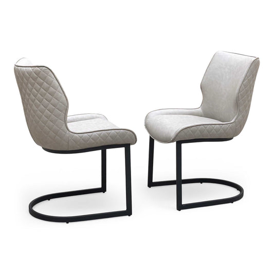 ‘Cupra’ Taupe Faux Leather Set of 2 Cantilever Dining Chairs Furniture Village