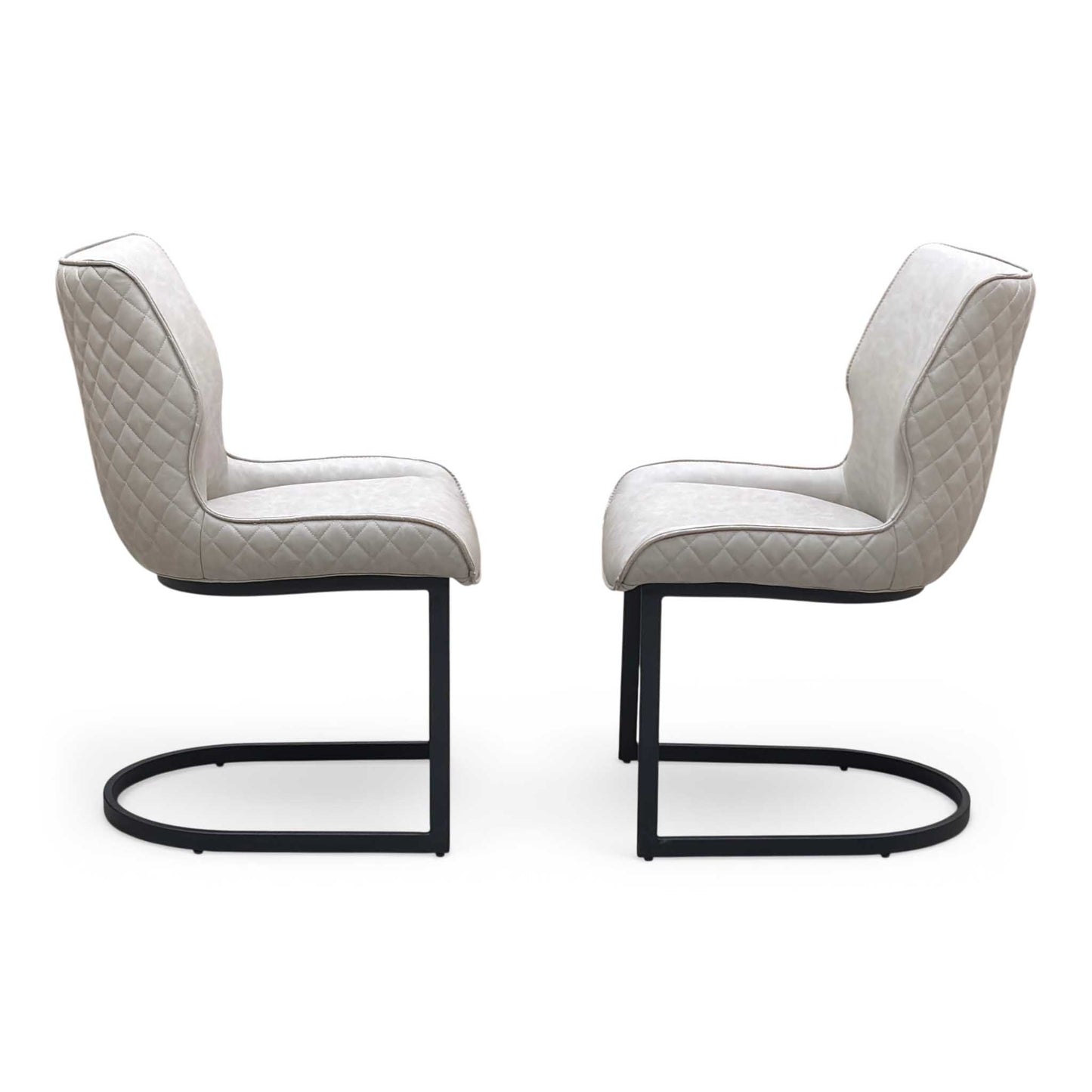 ‘Cupra’ Taupe Faux Leather Set of 2 Cantilever Dining Chairs Furniture Village