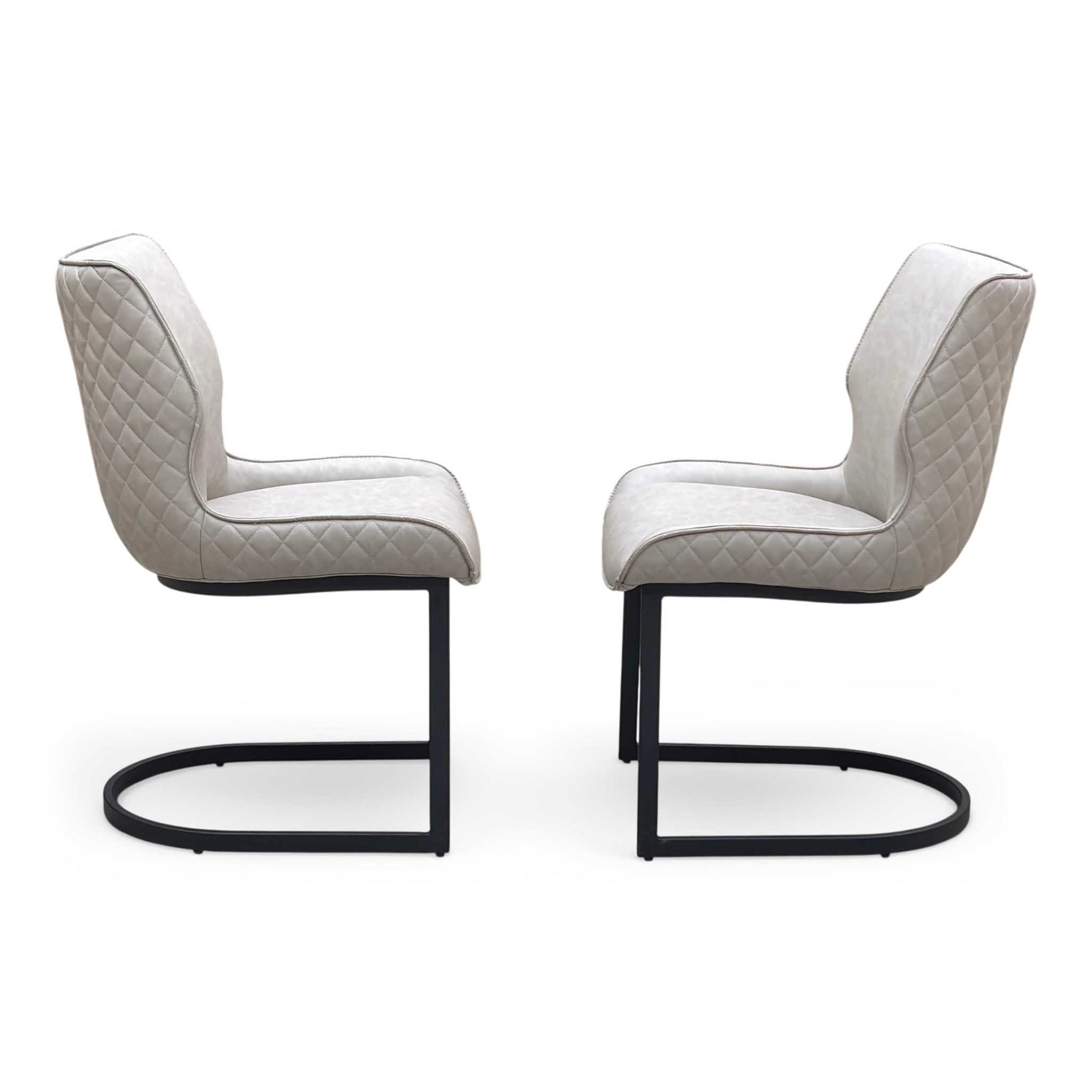 ‘Cupra’ Taupe Faux Leather Set of 2 Cantilever Dining Chairs Furniture Village