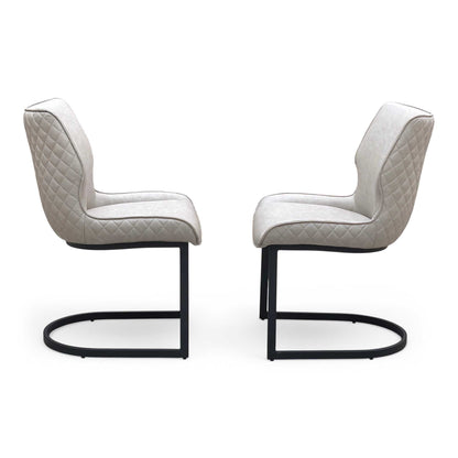 ‘Cupra’ Taupe Faux Leather Set of 2 Cantilever Dining Chairs Furniture Village