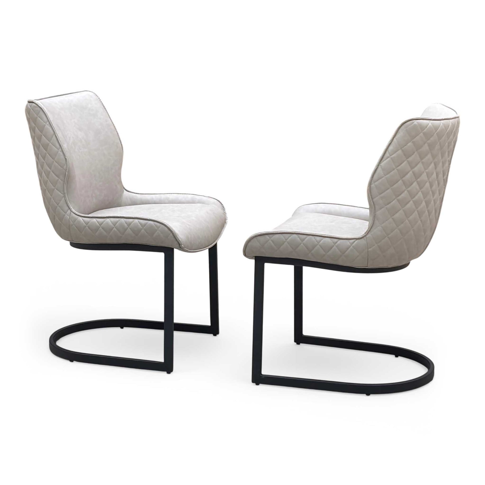 ‘Cupra’ Taupe Faux Leather Set of 2 Cantilever Dining Chairs Furniture Village