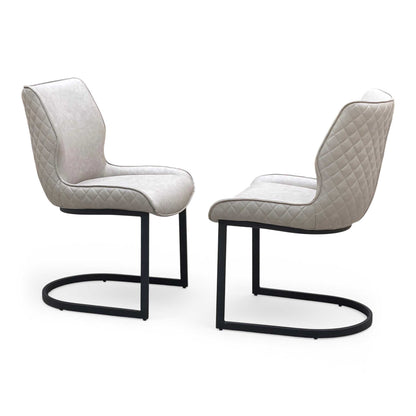 ‘Cupra’ Taupe Faux Leather Set of 2 Cantilever Dining Chairs Furniture Village