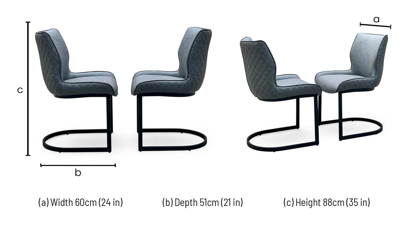 ‘Cupra’ Charcoal Grey Faux Leather Set of 2 Cantilever Dining Chairs Furniture Village