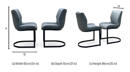 ‘Cupra’ Charcoal Grey Faux Leather Set of 2 Cantilever Dining Chairs Furniture Village