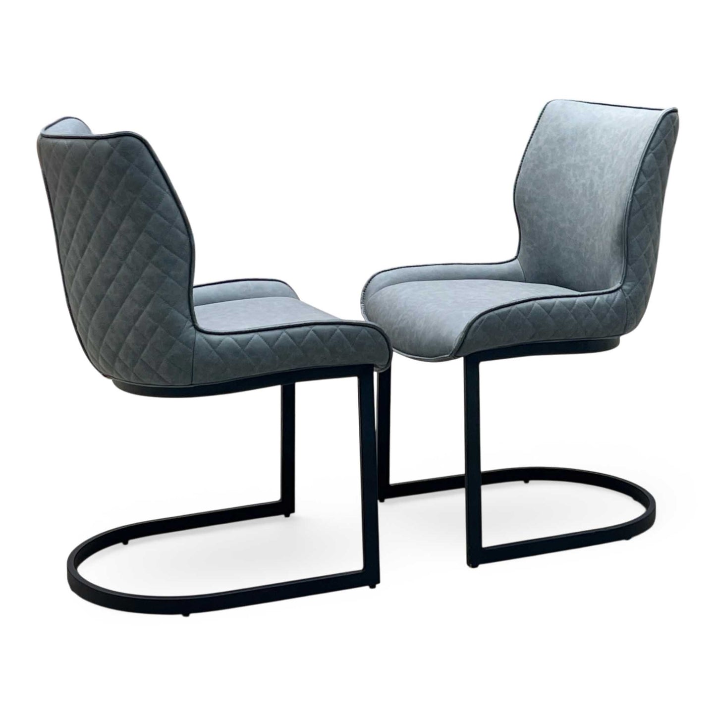 ‘Cupra’ Charcoal Grey Faux Leather Set of 2 Cantilever Dining Chairs Furniture Village