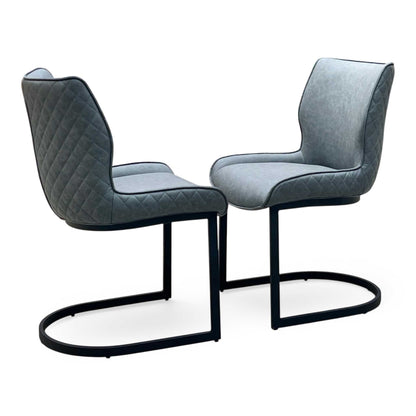 ‘Cupra’ Charcoal Grey Faux Leather Set of 2 Cantilever Dining Chairs Furniture Village