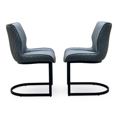 ‘Cupra’ Charcoal Grey Faux Leather Set of 2 Cantilever Dining Chairs Furniture Village
