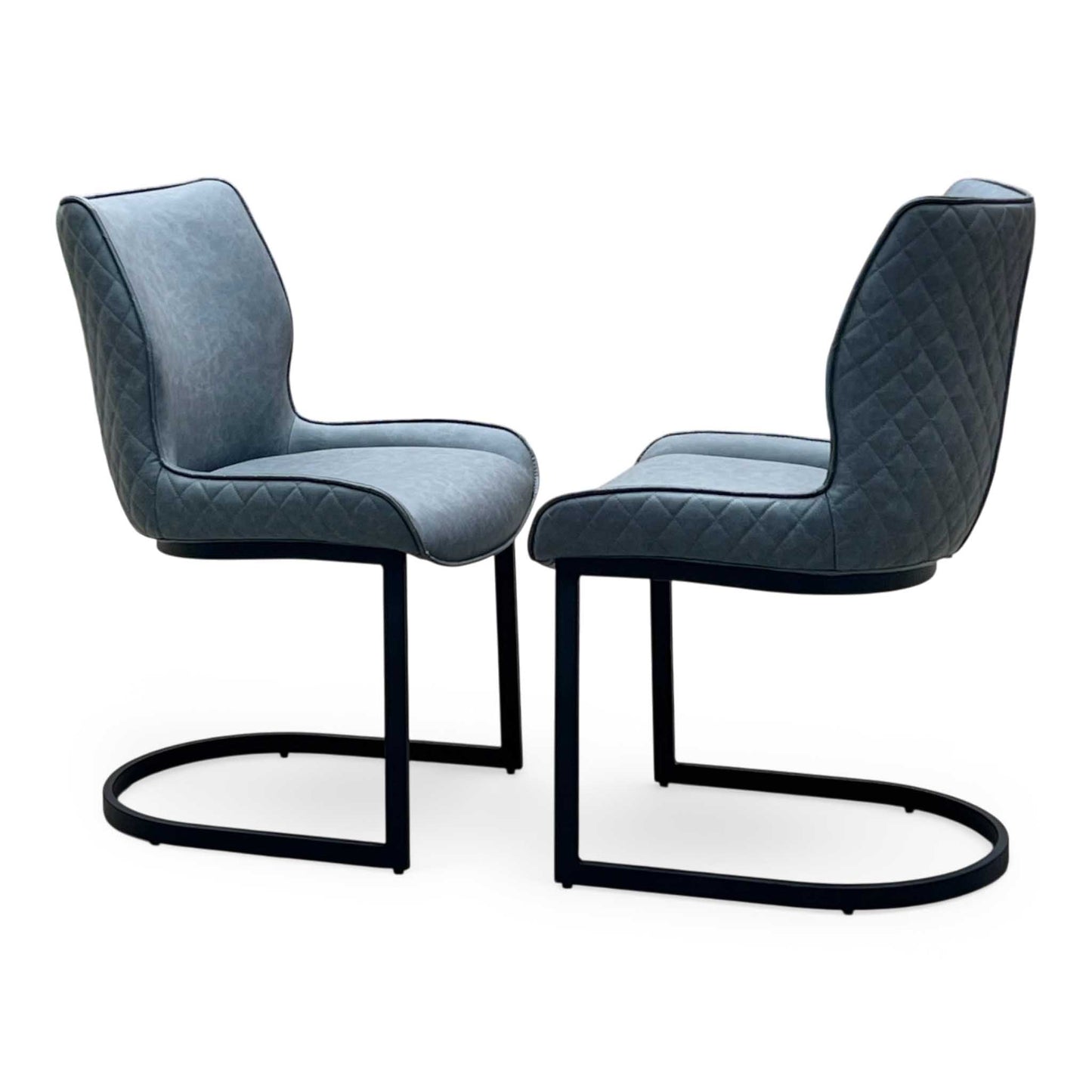 ‘Cupra’ Charcoal Grey Faux Leather Set of 2 Cantilever Dining Chairs Furniture Village