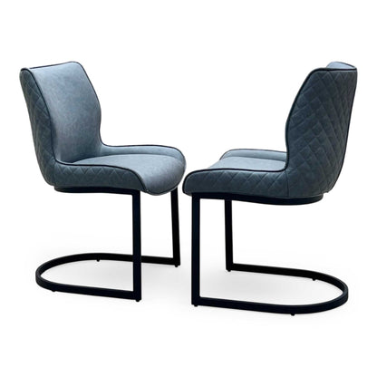 ‘Cupra’ Charcoal Grey Faux Leather Set of 2 Cantilever Dining Chairs Furniture Village