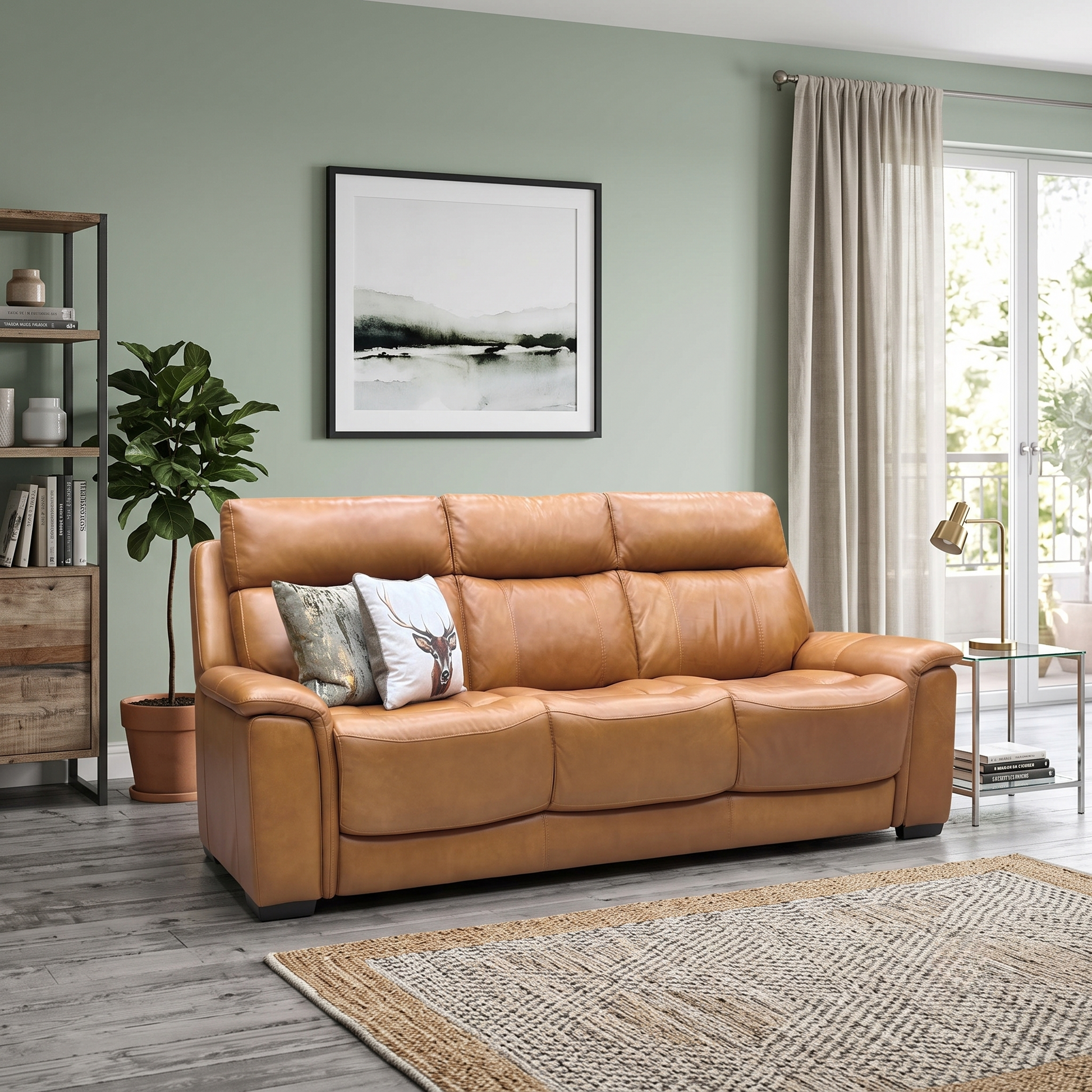Comfort Story ‘Chill’ Saddle Brown Leather 3 Seater Sofa Furniture Village