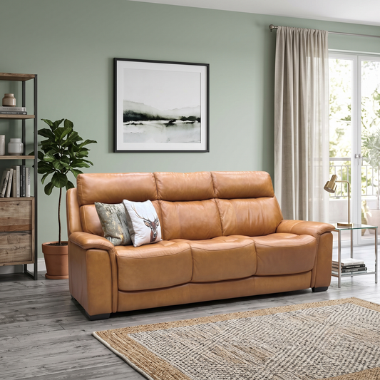 Comfort Story ‘Chill’ Saddle Brown Leather 3 Seater Sofa Furniture Village