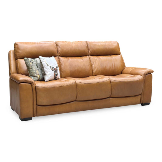 Comfort Story ‘Chill’ Saddle Brown Leather 3 Seater Sofa Furniture Village