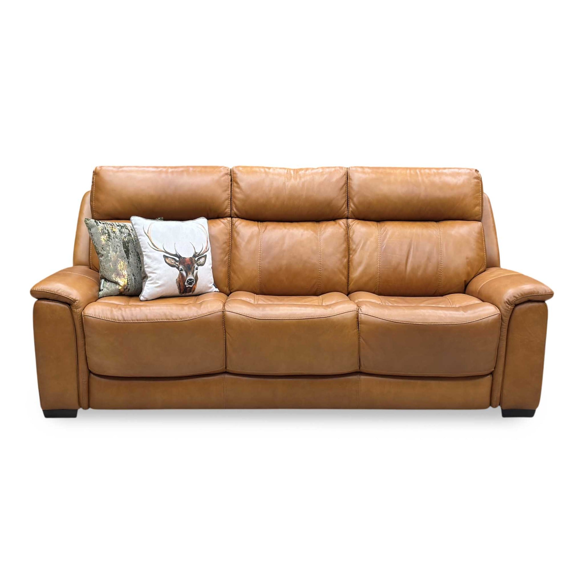 Comfort Story ‘Chill’ Saddle Brown Leather 3 Seater Sofa Furniture Village