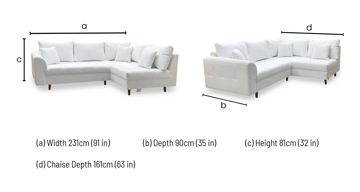 ‘Rune’ Natural Boucle Fabric Right Hand Facing Corner Chaise Sofa Very.com