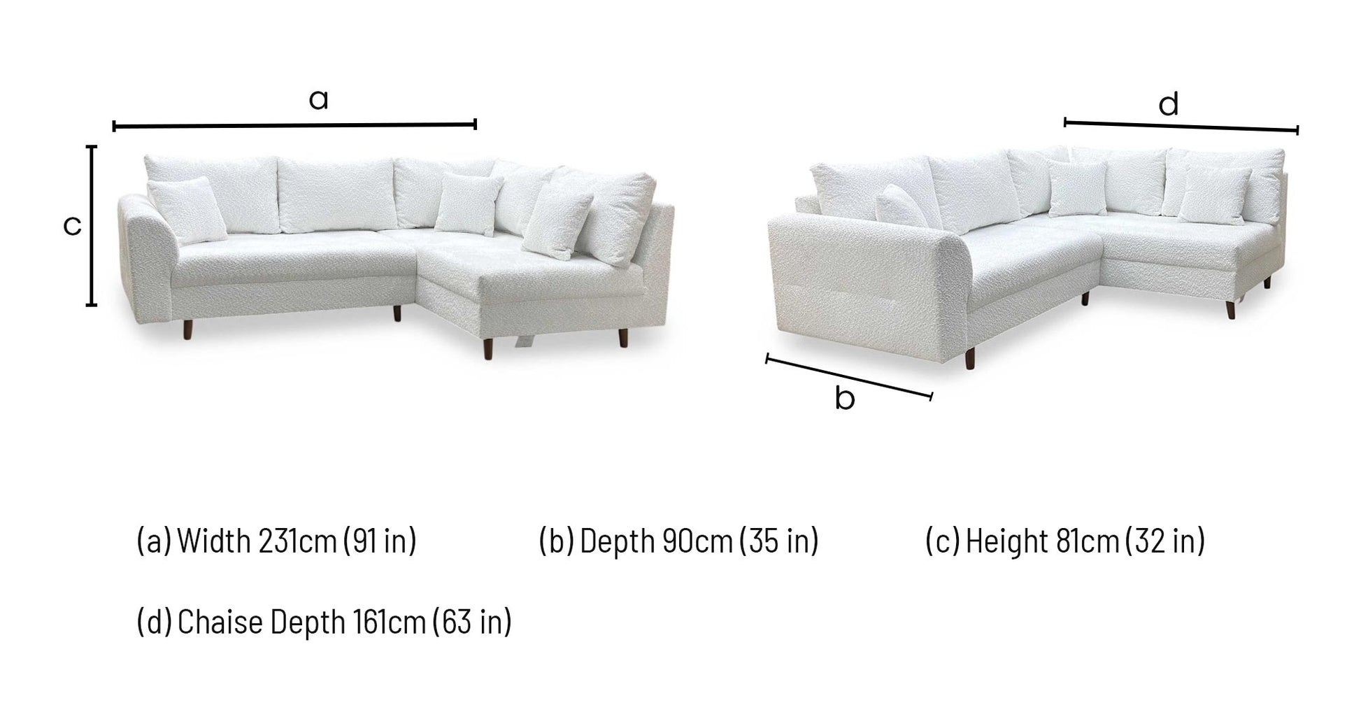 ‘Rune’ Natural Boucle Fabric Right Hand Facing Corner Chaise Sofa Very.com