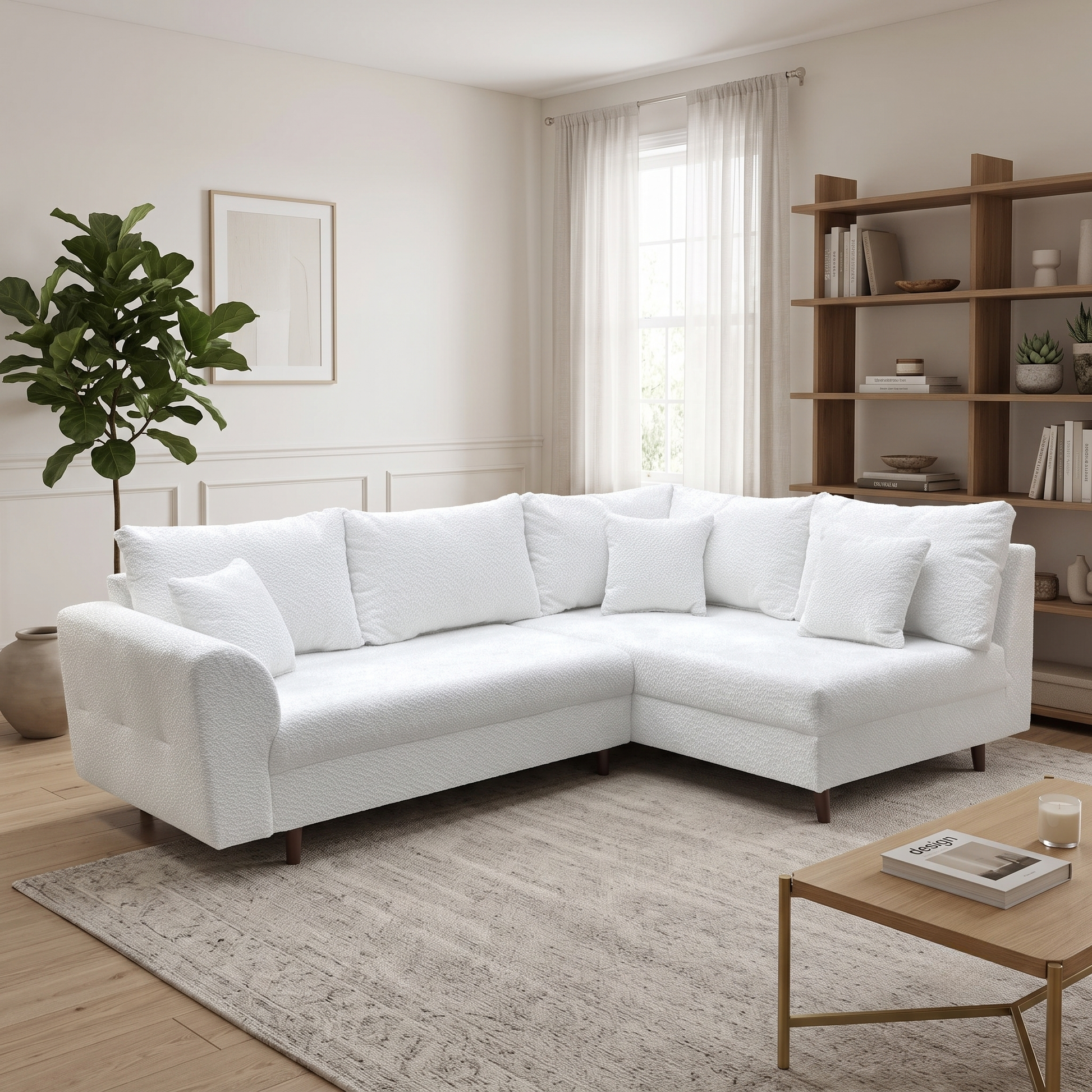 ‘Rune’ Natural Boucle Fabric Right Hand Facing Corner Chaise Sofa Very.com