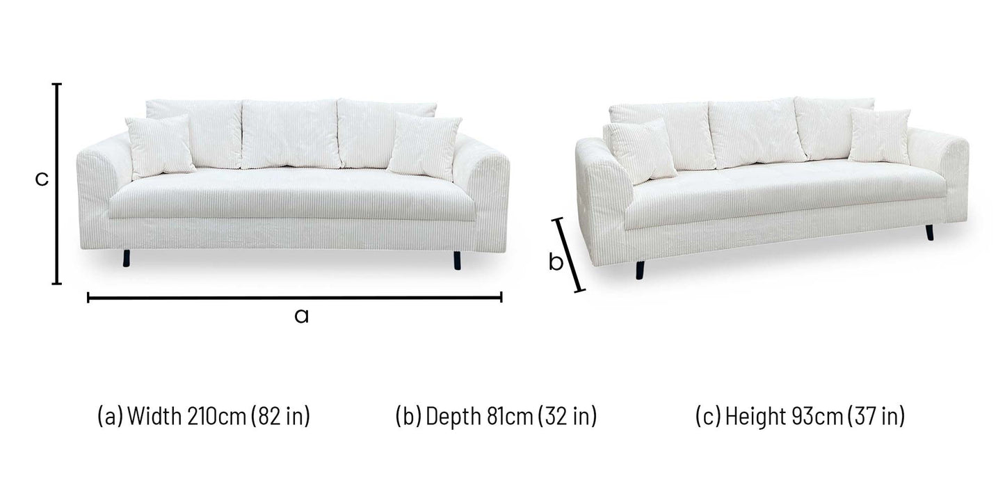 ‘Rune' White Cord Fabric 3 Seater Sofa Very.com