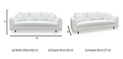 ‘Rune' White Cord Fabric 3 Seater Sofa Very.com