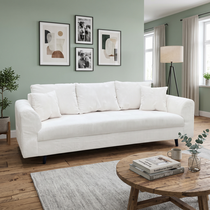 ‘Rune' White Cord Fabric 3 Seater Sofa Very.com