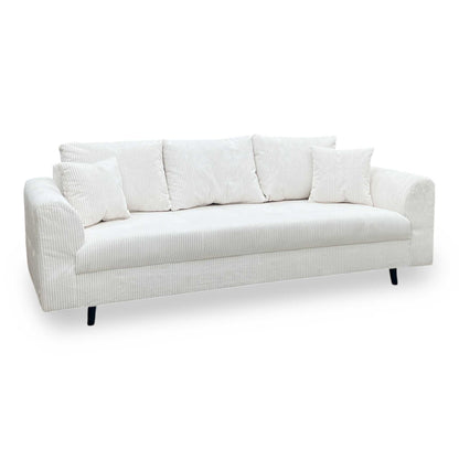 ‘Rune' White Cord Fabric 3 Seater Sofa Very.com