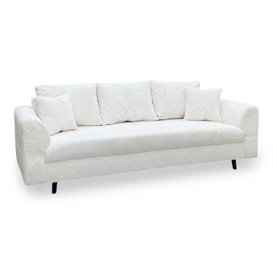 ‘Rune' White Cord Fabric 3 Seater Sofa Very.com
