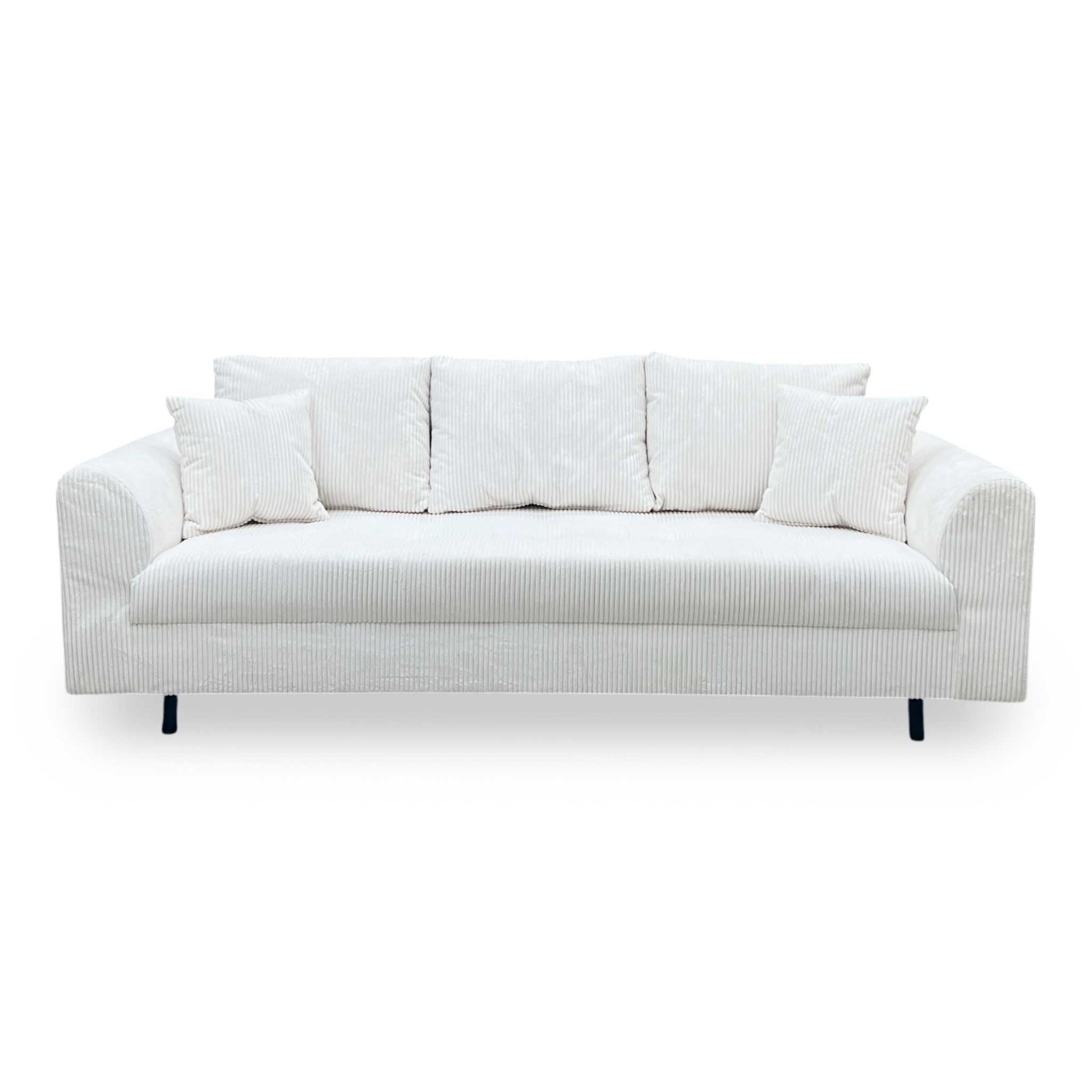 ‘Rune' White Cord Fabric 3 Seater Sofa Very.com