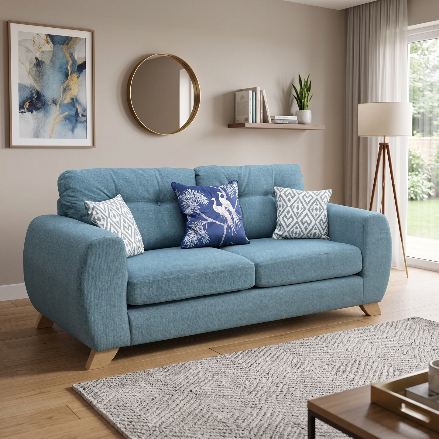 ‘Prent’ Teal Fabric 3 Seater Sofa Very.com