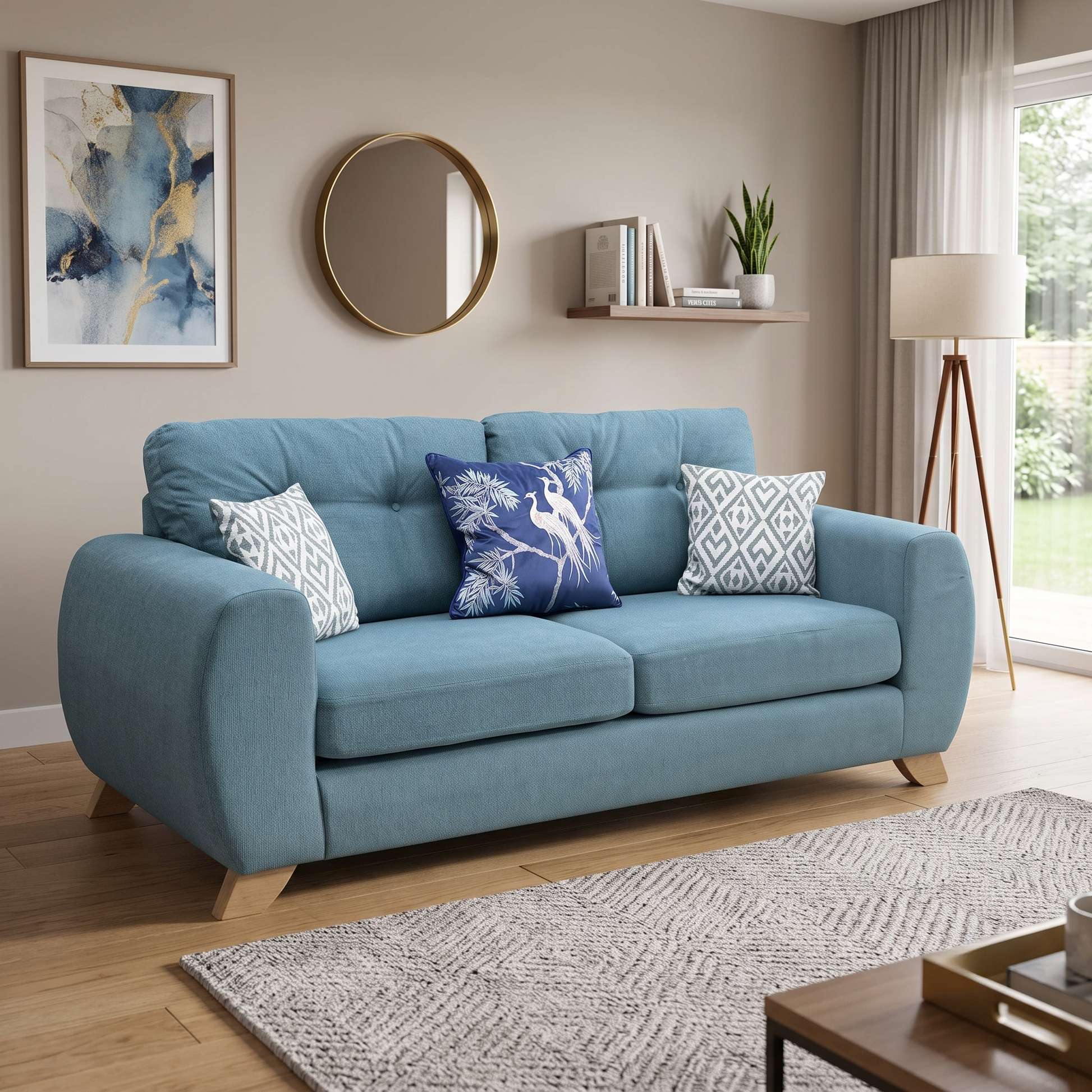 ‘Prent’ Teal Fabric 3 Seater Sofa Very.com
