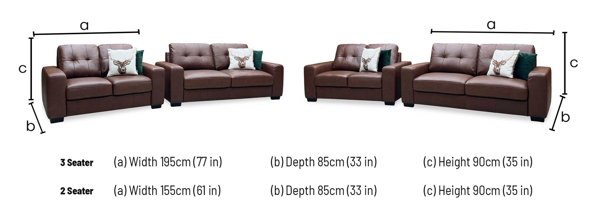 ‘Miller’ Brown Italian Leather 3 + 2 Seater Sofa Set Very.com