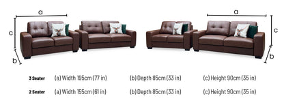 ‘Miller’ Brown Italian Leather 3 + 2 Seater Sofa Set Very.com