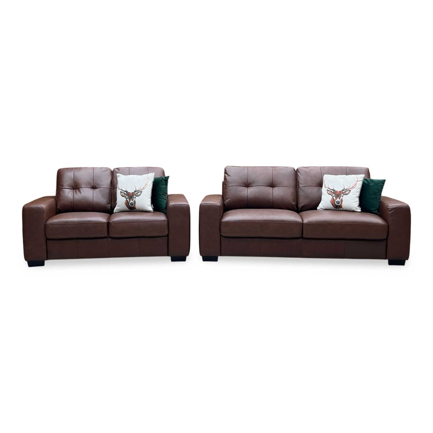 ‘Miller’ Brown Italian Leather 3 + 2 Seater Sofa Set Very.com