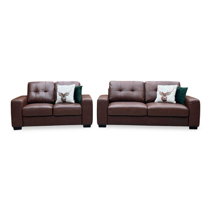 ‘Miller’ Brown Italian Leather 3 + 2 Seater Sofa Set Very.com