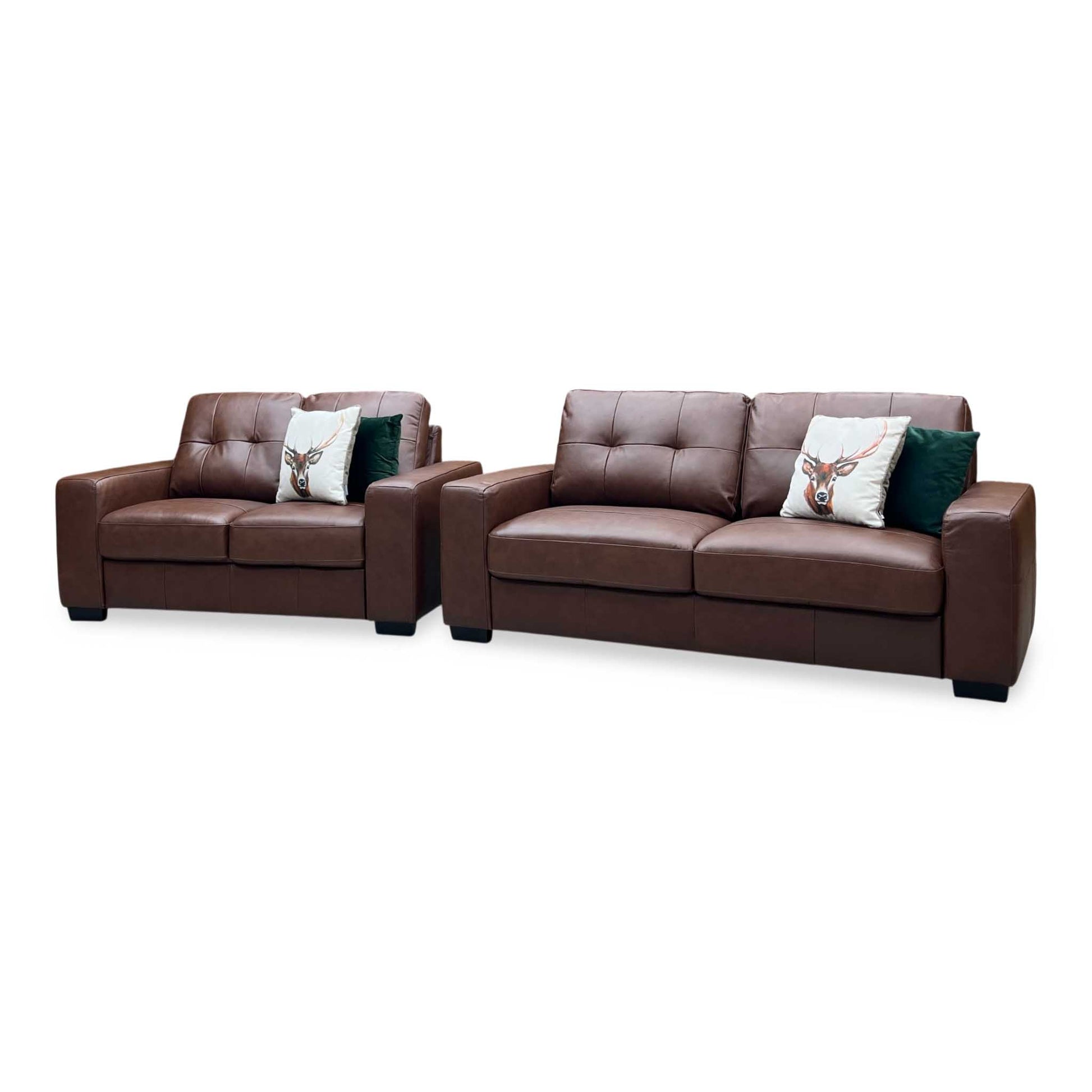‘Miller’ Brown Italian Leather 3 + 2 Seater Sofa Set Very.com