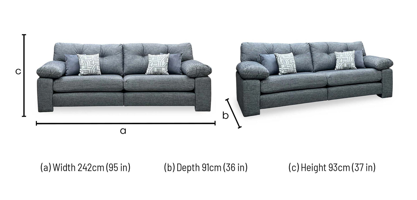 ‘Megan’ Grey Fabric 4 Seater Split Frame Sofa Very.com