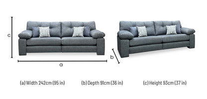 ‘Megan’ Grey Fabric 4 Seater Split Frame Sofa Very.com