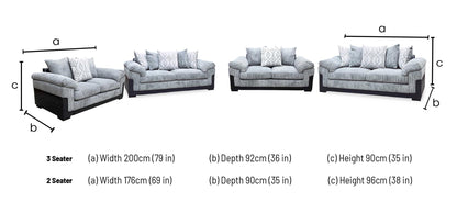 ‘Marissa’ Grey Jumco Cord Fabric 3 + 2 Seater Sofa Set Very.com