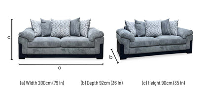 ‘Marissa’ Grey Jumbo Cord Fabric 3 Seater Scatter Back Sofa Very.com